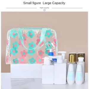 Portable Women's Floral PVC Transparent Makeup Bags Waterproof Cosmetic Bag for Travel Washing <b>Toiletry</b> Shower <b>Storage</b> Jewelry - Product Image 5