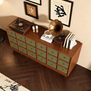 Mid Century Modern Wood <b>Sideboard</b> With Green Drawers Storage Cabinet For Living Room Furniture - Product Image 3