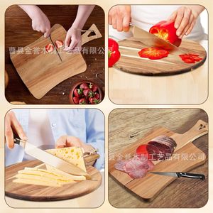 Tabla de cortar de madera de acacia de doble cara con asa para pizza, queso, repostería y uso en hoteles - Product Image 4