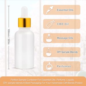 Frosted White Glass Essential Oil <b>Dropper</b> <b>Bottle</b> with Clear Serum & Cosmetic Packaging Luxury Eco-friendly Eye Drop - Product Image 3