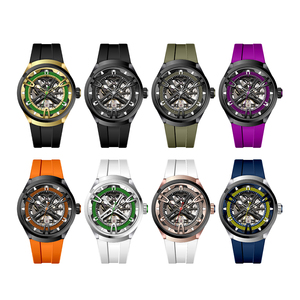 Luxury Hollow Mechanical Watch 50M Waterproof Fluorine Rubber Strap Hard Glass Fashion Sport <b>Wristwatch</b> for Men - Product Image 1