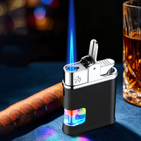 Briquet torche moderne à flamme bleue, gonflable, coupe-vent, personnalisable avec logo, en métal carré – Meilleures ventes
