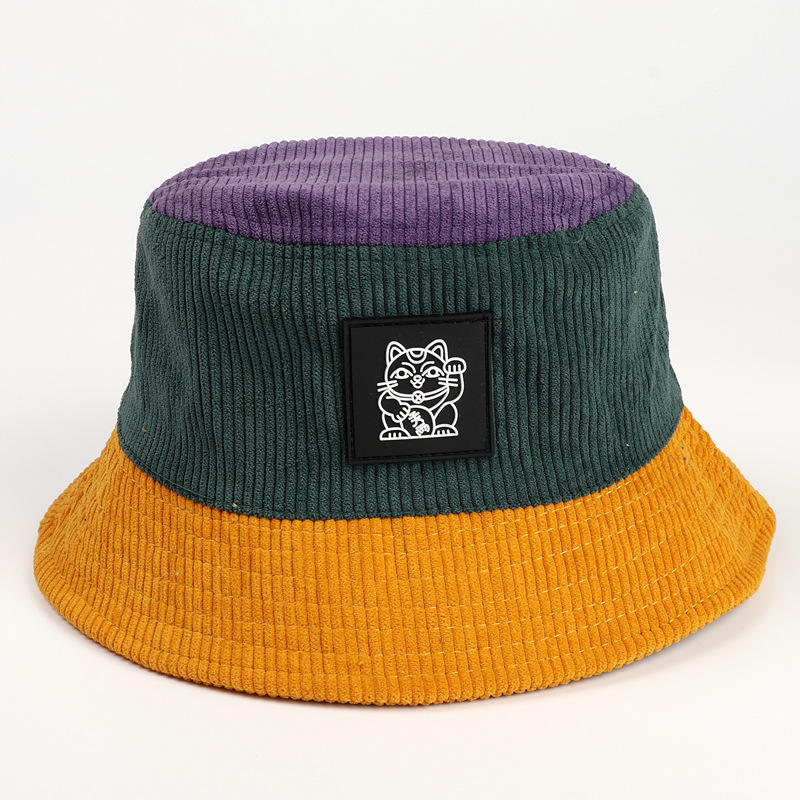 Wholesale New Winter Warm Cartoon Hat Corduroy Three-color Stitching ...
