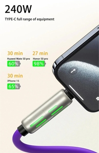 240W 4 en 1 Funcional Super <span class=keywords><strong>Carga</strong></span> rápida USB Tipo C <span class=keywords><strong>Cable</strong></span> de datos de aleación de aluminio de silicona líquida para <span class=keywords><strong>iPhone</strong></span> Huawei Samsung Xiaomi - Product Image 3