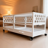 Cage à Cochon d'Inde Moderne en Verre Portable avec Plateau de Type Tiroir Facile à Nettoyer Utilisation Intérieure/Extérieure