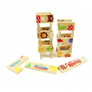 חינוכי צעצוע דומינו עץ מודפס מותאם אישית סט domino סט 28 יח 'בלוקים חוסמים חיות dis פאזל - Product Image 6