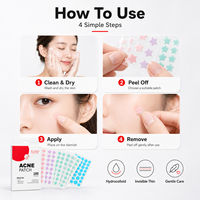 Patchs Hydrocolloïdes Anti-Acné 100% Hydrocolloïdes Marque Blanche, Transparents et Invisibles, en Forme de Cœur et d'Étoile Mignons, pour le Soin des Boutons et des Imperfections du Visage