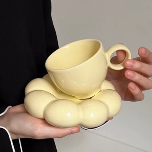 Service de vaisselle en porcelaine et céramique personnalisé style nordique, motif <span class=keywords><strong>macaron</strong></span>, tasses à café et à thé tournesol, mug et soucoupe - Product Image 1