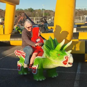 2024 Latest Outdoor Playground Amusement Riding Dinosaur Machine Games Electrical Ride On Dinosaur Scooter For Kids