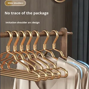 Cintres pour adultes en or haut de gamme en alliage d'aluminium brillant gain de place unique <span class=keywords><strong>TikTok</strong></span> vente à chaud mural multifonction moderne - Product Image 2