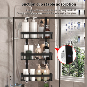Organizzatore da <span class=keywords><strong>Doccia</strong></span> a 3 Ripiani da Appendere Sopra la <span class=keywords><strong>Porta</strong></span>, Mensola da Bagno Senza Foratura in Acciaio al Carbonio con Ventosa, <span class=keywords><strong>Porta</strong></span> <span class=keywords><strong>Shampoo</strong></span> - Product Image 1