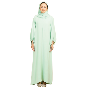 SIPO Eid Fashion Solid <b>Abaya</b> <b>Women</b> Muslim Dress 2022 Dubai Pink Kaftan <b>Abaya</b> with Balloon Sleeve Islamic Clothing Jilbab - Product Image 3