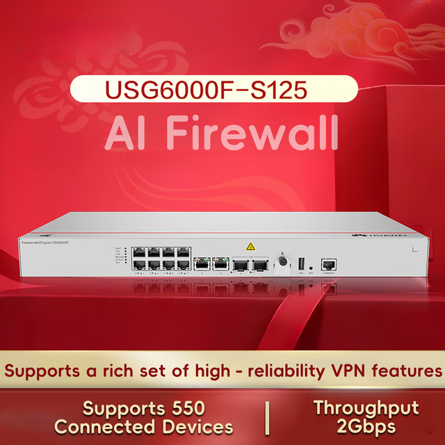 USG6000F-S125-AC Gigabit Enterprise AI Firewall, Core VPN Security Gateway Desktop Type