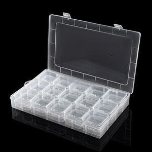 Clear Solid Color <b>Plastic</b> Storage <b>Box</b> 28cm with 15 Compartments for Jewelry Craft Organizing Flip Top Lid Transparent Container - Product Image 5