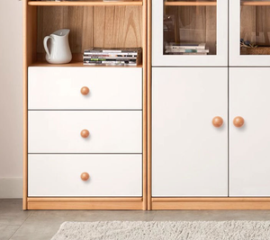 Poignée de tiroir ronde à un seul trou, poignée de porte de placard et de armoire en bois massif, bouton rond en bois de hêtre minimaliste nordique - Product Image 4