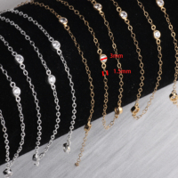Chaîne Câble Or Rempli 14K 1,5 MM avec Perles Décoratives et Bélières Rondes 4 MM en Zircon, pour Collier, Bracelet et Fabrication de Bijoux DIY
