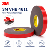 Orijinal 3M VHB 4611 Akrilik Köpük Bant 1.1mm 20mm 33m Yüksek Sıcaklık Boya İşlemleri ve Metal Montajı için