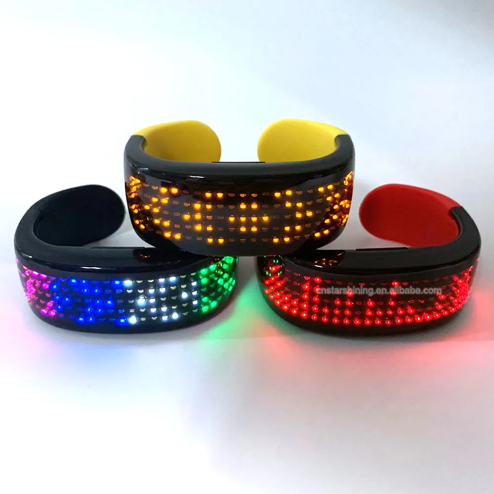 New factory OEM magic colorful APP programmable 9 patterns glowing scrolling message LED display bracelet