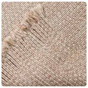 手工地毯欧式辫子纹理-B蓬松柔软羊毛地毯，带流苏流苏，用于家居装饰