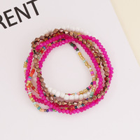 Bracelets en perles de verre multicouches de style bohème, faits à la main, avec des perles de riz colorées, des glands en cristal, bijoux pour femmes, cadeau