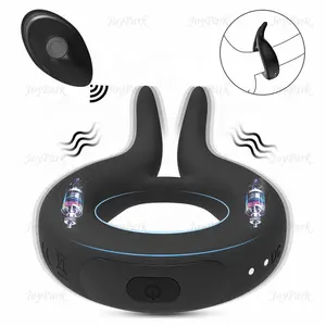 JoyPark Magnetic Rechargeable Remote Control Rabbit G spot Electric Vibrating Cock Rings Sex Toys for Men Delay Ejaculation