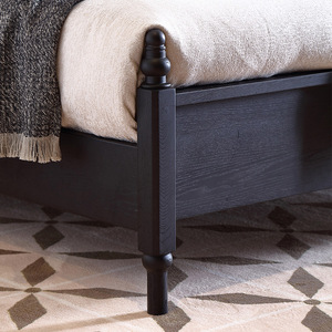 Vintage Style Solid Oak <b>Poster</b> Bed Black Double Size Hand Carved Bedroom Furniture - Product Image 4