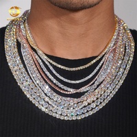 Magnifique Collier Chaîne Tennis Hip-Hop Hommes Femmes en Moissanite VVS Diamant de Laboratoire S925 Argent, Sertie de Pierres Blanches, Disponible en 2 MM, 3 MM, 4 MM, 5 MM