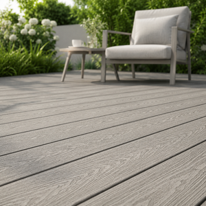 Planche de terrasse WPC à grain de bois 3D en relief, extérieure, imperméable, à emboîtement, surface lisse, double verrouillage, rainuré et langueté - Product Image 5