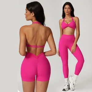 Tummy Control Fitness Workout Sets For Women Yoga Set Active Scrunch Leggings Workout Clothing