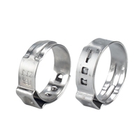 304 Stainless Steel Single Ear Hose Clamp Stepless Crimp Clamp for PEX Pipe Automotive Water Hose Fastening