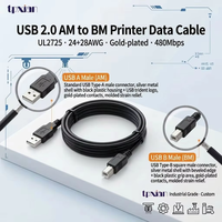 Kabel USB a Male ke B Male Port Persegi dengan Panjang Kustom, Kabel Berpelindung Kecepatan Tinggi 480Mbps untuk Printer, Scanner, Peralatan CNC