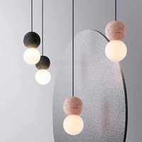 Luminaire suspendu LED en verre noir et rose au design minimaliste moderne pour chambre à coucher, salle à manger, salon, comptoir de restaurant, décoration nordique