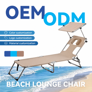 Tumbonas Plegables Personalizadas de Fábrica con Toldo Ajustable, Silla Reclinable Portátil de Alta Resistencia para Playa, Patio y Exteriores - Product Image 1