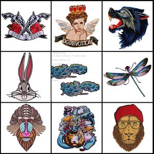 Revolver fatto a mano rosa libellula testa di lupo acero coniglietto angelo leone scimmia cartone animato animale ricamato Patch per <span class=keywords><strong>abbigliamento</strong></span> - Product Image 4