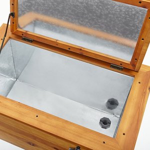나무 와인 버킷 및 맥주 냉각기 아연 도금 금속 및 목재 욕조 쿨러 박스 와인 병 및 갤런 세트 - Product Image 4