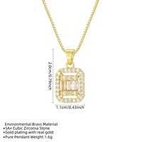 Collier en laiton plaqué or 18 carats avec zirconium carré, élégant et luxueux, pour femme, original et polyvalent