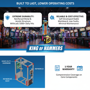 Machine de jeu d'arcade sportive d'intérieur à monnayeur, testeur de force de boxe en métal, Hammer Strike, avec garantie d'un an - Product Image 4