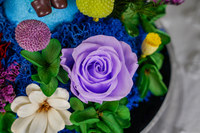 Petit garçon/fille fait main avec des fleurs préservées dans une boîte ronde en acrylique pour la fête des mères, la Saint-Valentin, cadeaux, décoration de la maison
