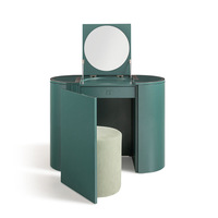 Ensemble Coiffeuse Moderne Confortable Pliable Écologique avec Chaise, Miroir Lumineux et Espace de Rangement pour Hôtel, Salle de Bain, Salon