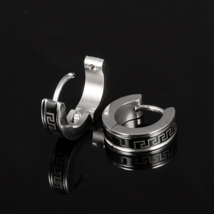 Pendientes de botón de acero inoxidable al por mayor moda minimalista Hip Hop moda mujer geométrica - Product Image 2