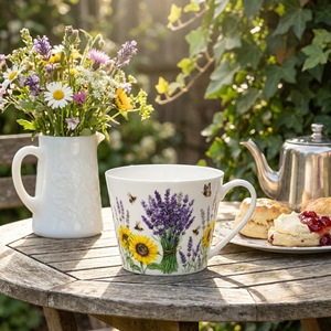 Taza de Porcelana Estilo Francés con Diseño Floral de Lavanda - Taza de Café o Té Estilo Pastoral - Product Image 2