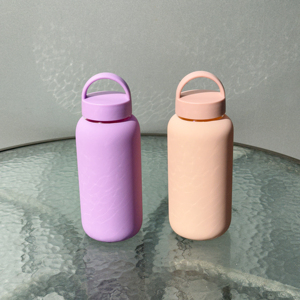 Cao cấp chai nước thủy tinh cao su tráng tường duy nhất 800ml uống xách tay chai với màu sắc tùy chỉnh - Product Image 2