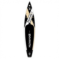 Planche de paddle gonflable 381x76cm noir et or F2 Drop Stitch Race SUP pour adultes, sports nautiques