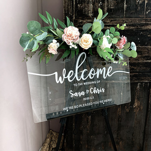 Nicro fabbrica originale personalizzata in stile Ins piastra di fidanzamento decorazioni per ingresso in acrilico chiaro segno di benvenuto per matrimonio - Product Image 3