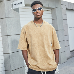High Quality Heavy <strong>Cotton</strong> Mens Tshirts Boxy Street <strong>Wear</strong> Wash Brown Oversized T Shirts Custom Logo - Product Image 3