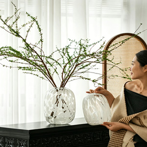 Jarrón de Vidrio Blanco Estilo Zen Chino Ruixue, Elegante Adorno de Mesa de Lujo Francés, para Decoración del Hogar con Flores Frescas - Product Image 6