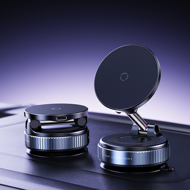 Wireless Charging Single Fold Universal Suction Cup Magnetic Car Phone Holder Dual Sided Magnet Auto Adapt Multi Power Output