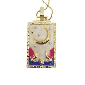 Personalizable colorido esmalte <span class=keywords><strong>Tarot</strong></span> tarjeta collar mujeres chapado en oro estilo Vintage enlace San Valentín fiestas joyería hecha a mano - Product Image 1