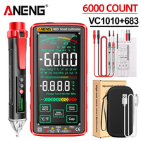 Multimètre numérique ANENG 3 en 1 avec écran tactile, testeur de charge, stylo testeur 12-1000V, kit d'outils professionnels pour électriciens 683 VC1010