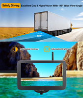 Caméra de recul numérique sans fil pour camion tracteur RV avec cadre de plaque d'immatriculation et écran IPS 7 pouces – Système de vision arrière pour véhicule